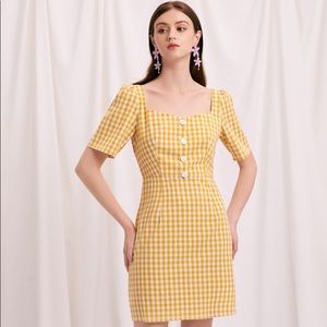 Petite Studio NYC Yellow Gingham Dress